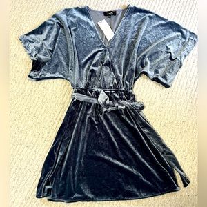 Vici Collection On Your List Velvet Kimono Dress Vintage Blue size Small New